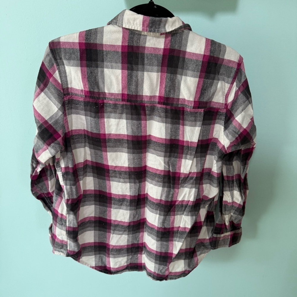 NWT Universal Thread Size M Pink Gray Plaid Flannel Long Sleeve Pockets Shirt - Picture 5 of 6